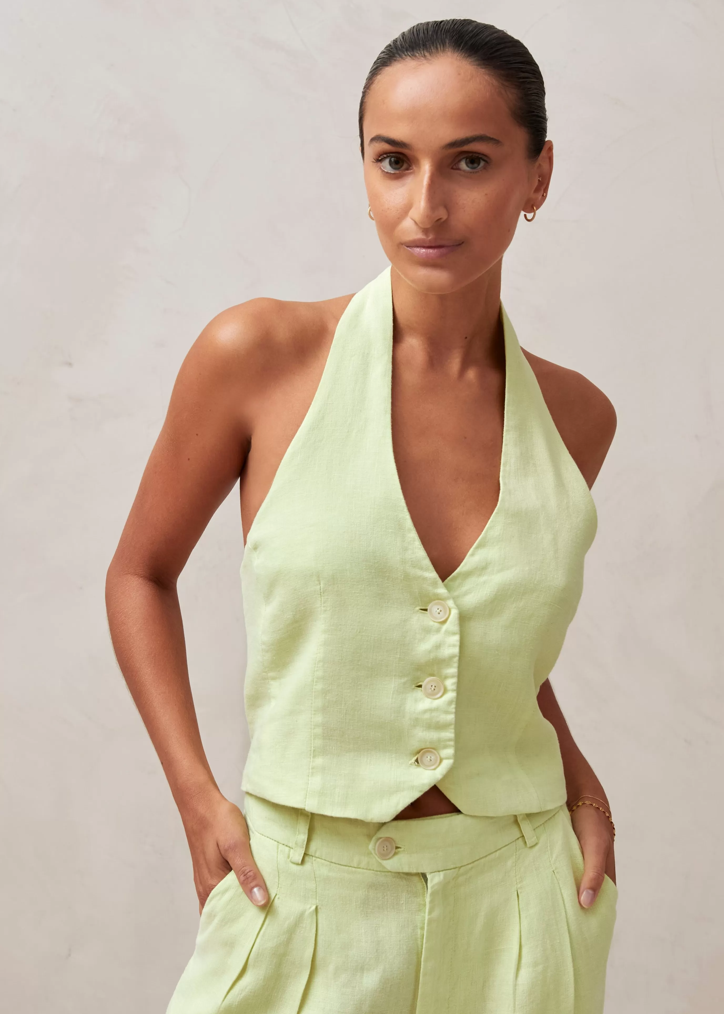 Best Ami - Top Verde De Lino CAMISAS