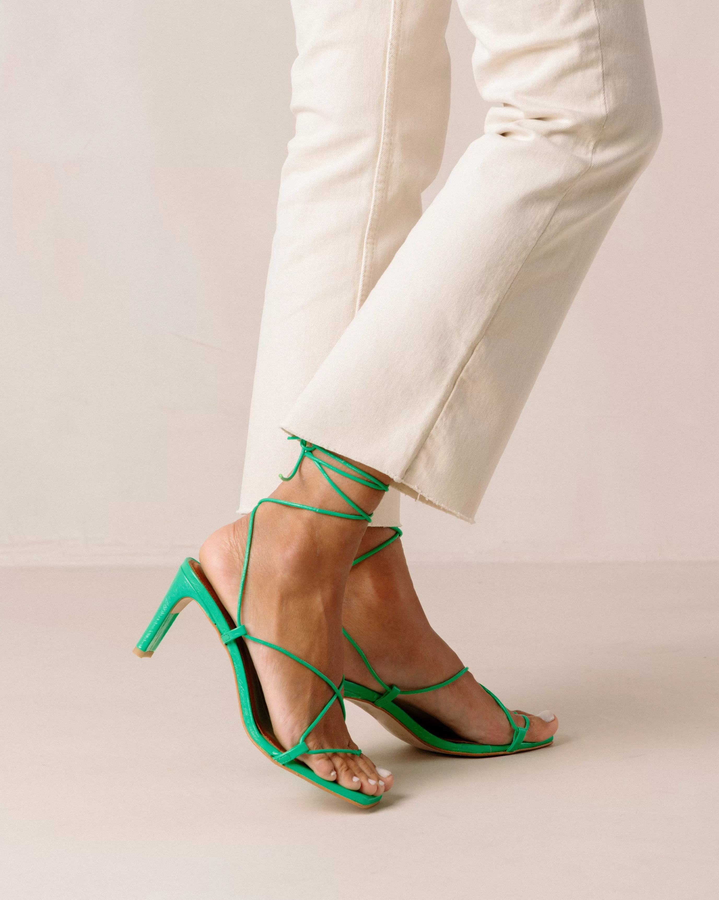 Best Bellini - Sandalias Verdes De Piel TACONES