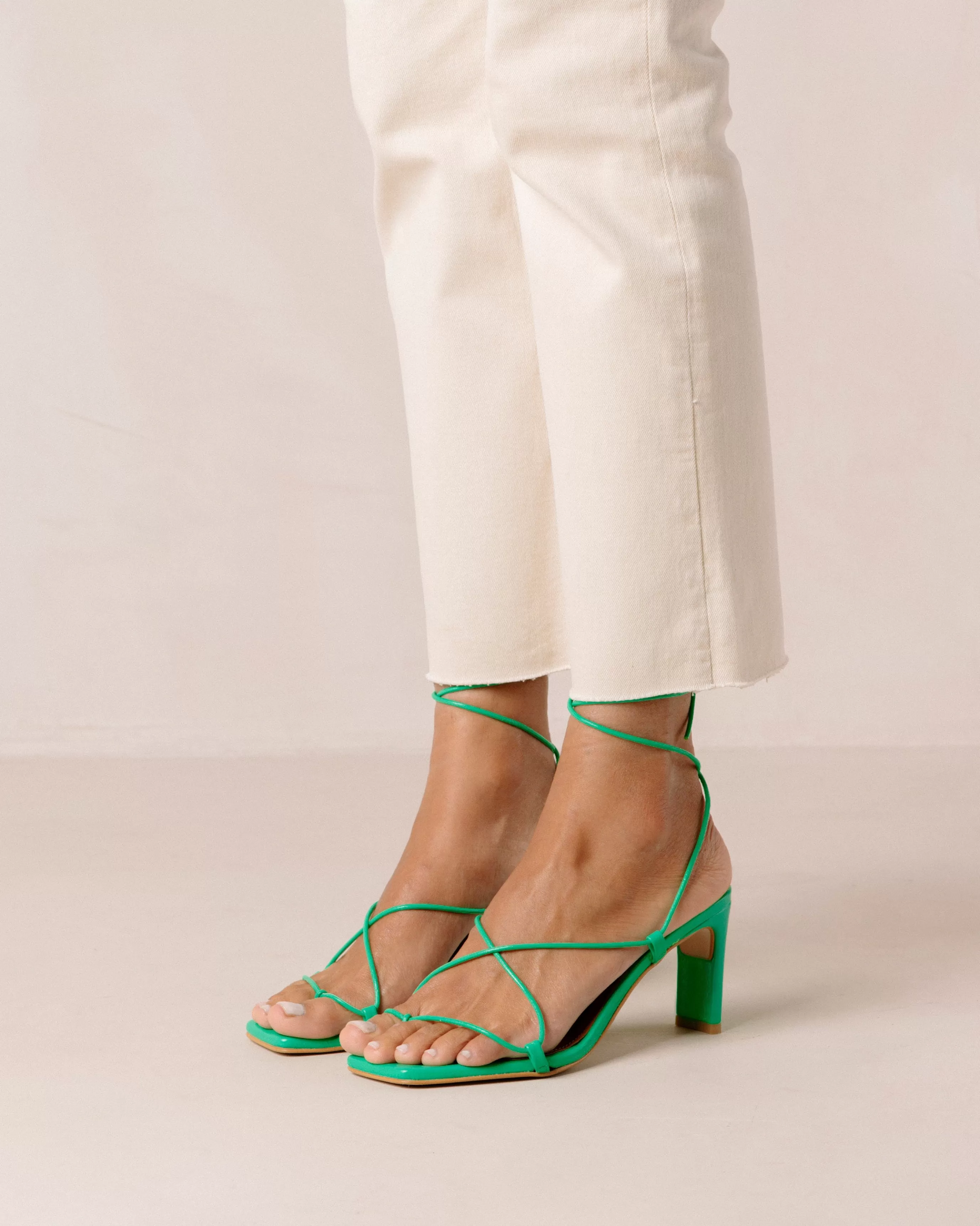 Best Bellini - Sandalias Verdes De Piel TACONES