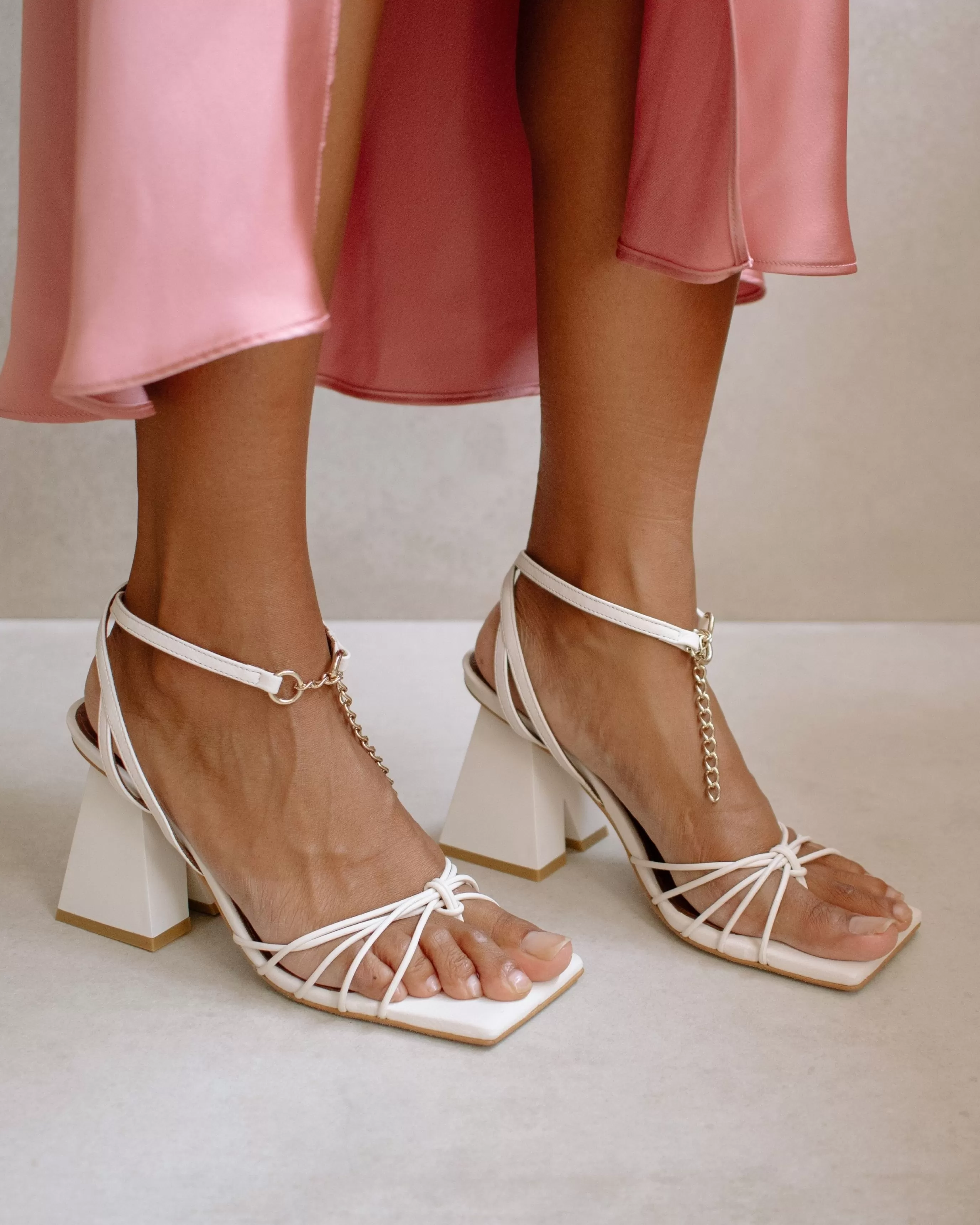 Fashion Cactus - Sandalias Blancas De Piel TACONES