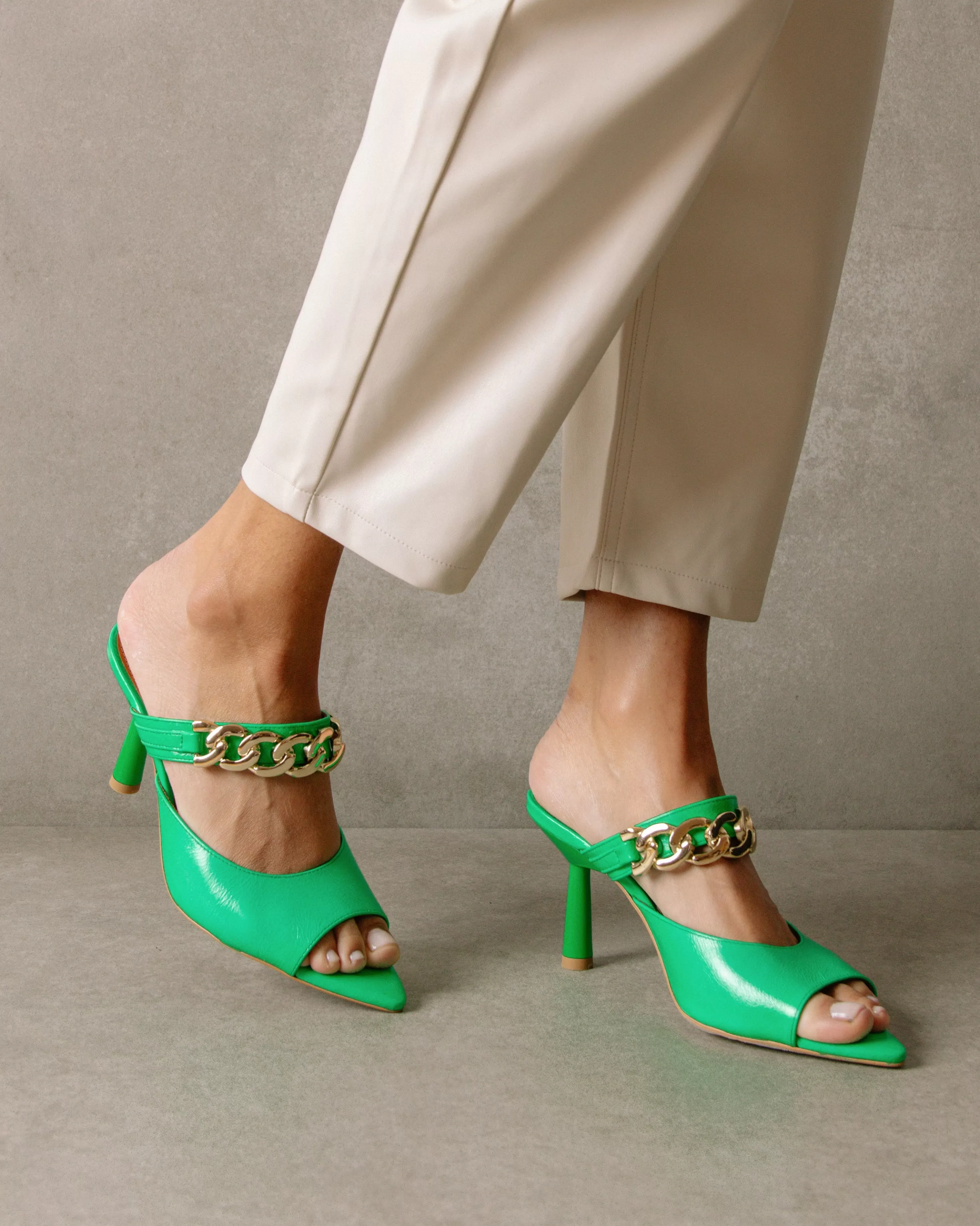 Store Daisy - Sandalias De Piel Verde SANDALIAS | TACONES