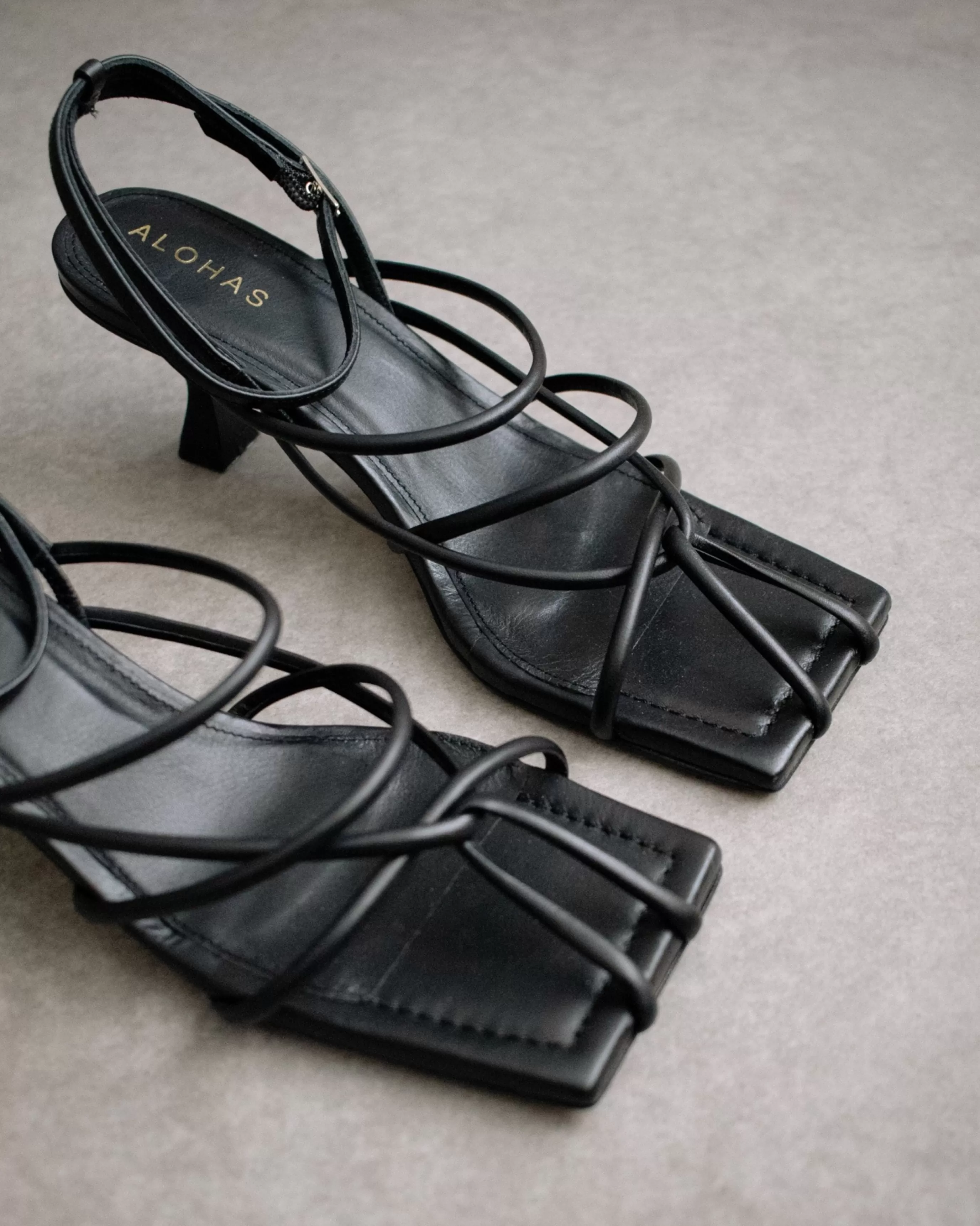 Fashion Ginza - Sandalias De Piel Negras TACONES