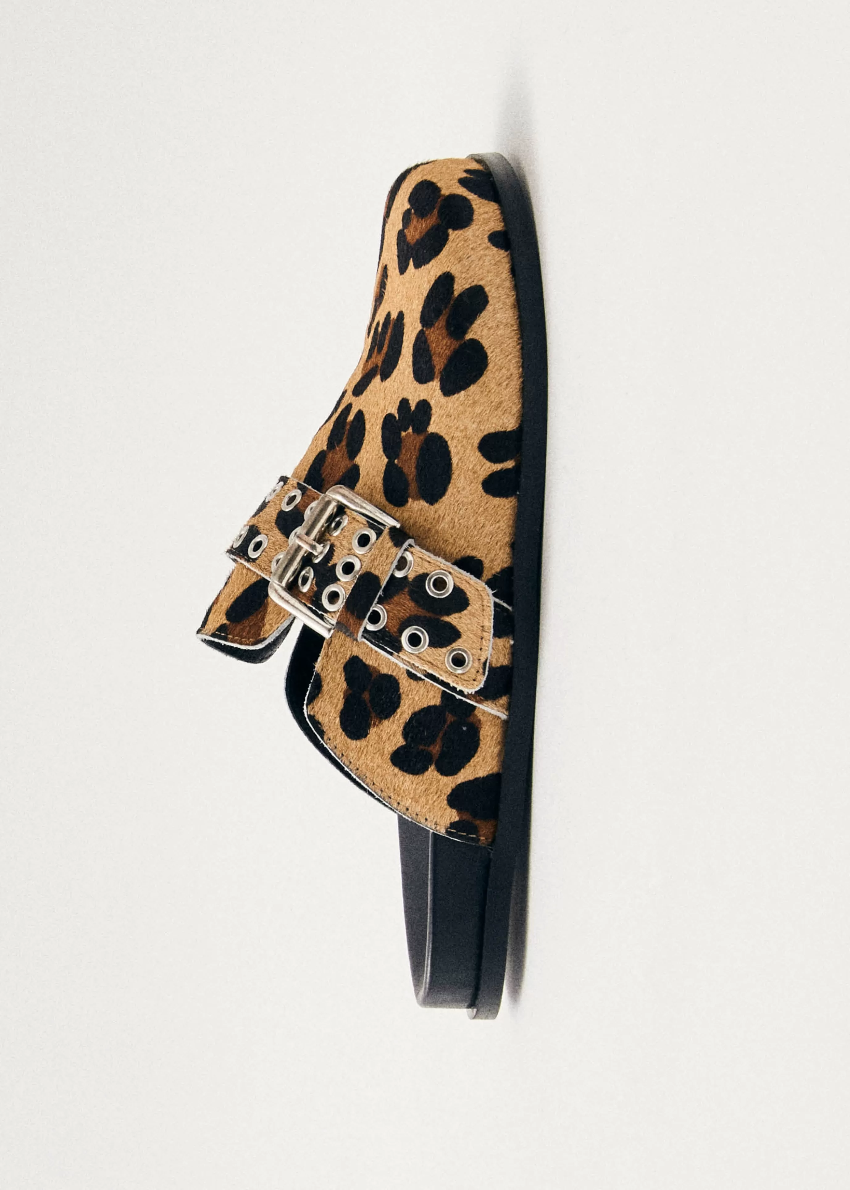 Online Halia Zuecos De Cuero Efecto Piel De Leopardo ZUECOS