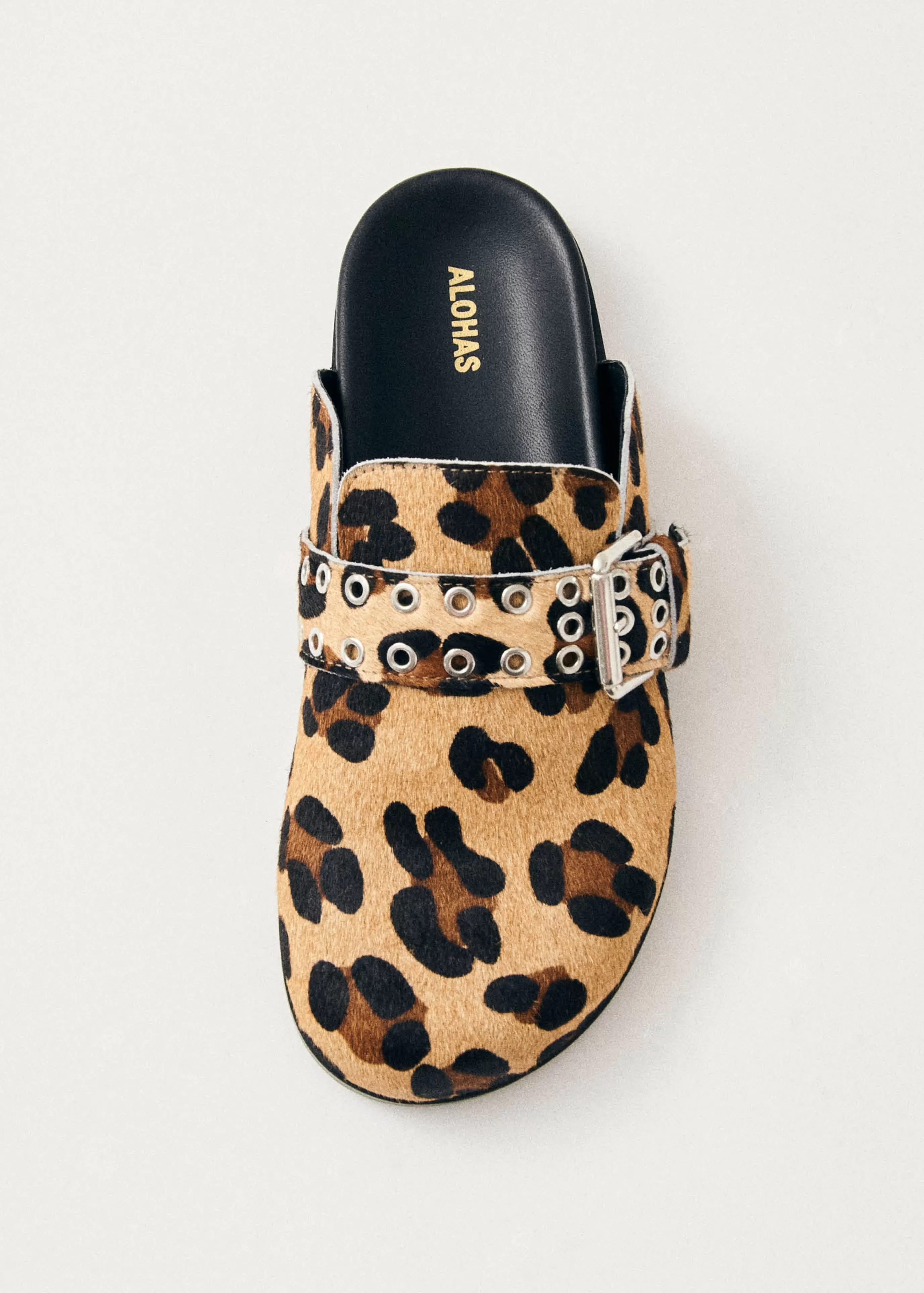 Online Halia Zuecos De Cuero Efecto Piel De Leopardo ZUECOS