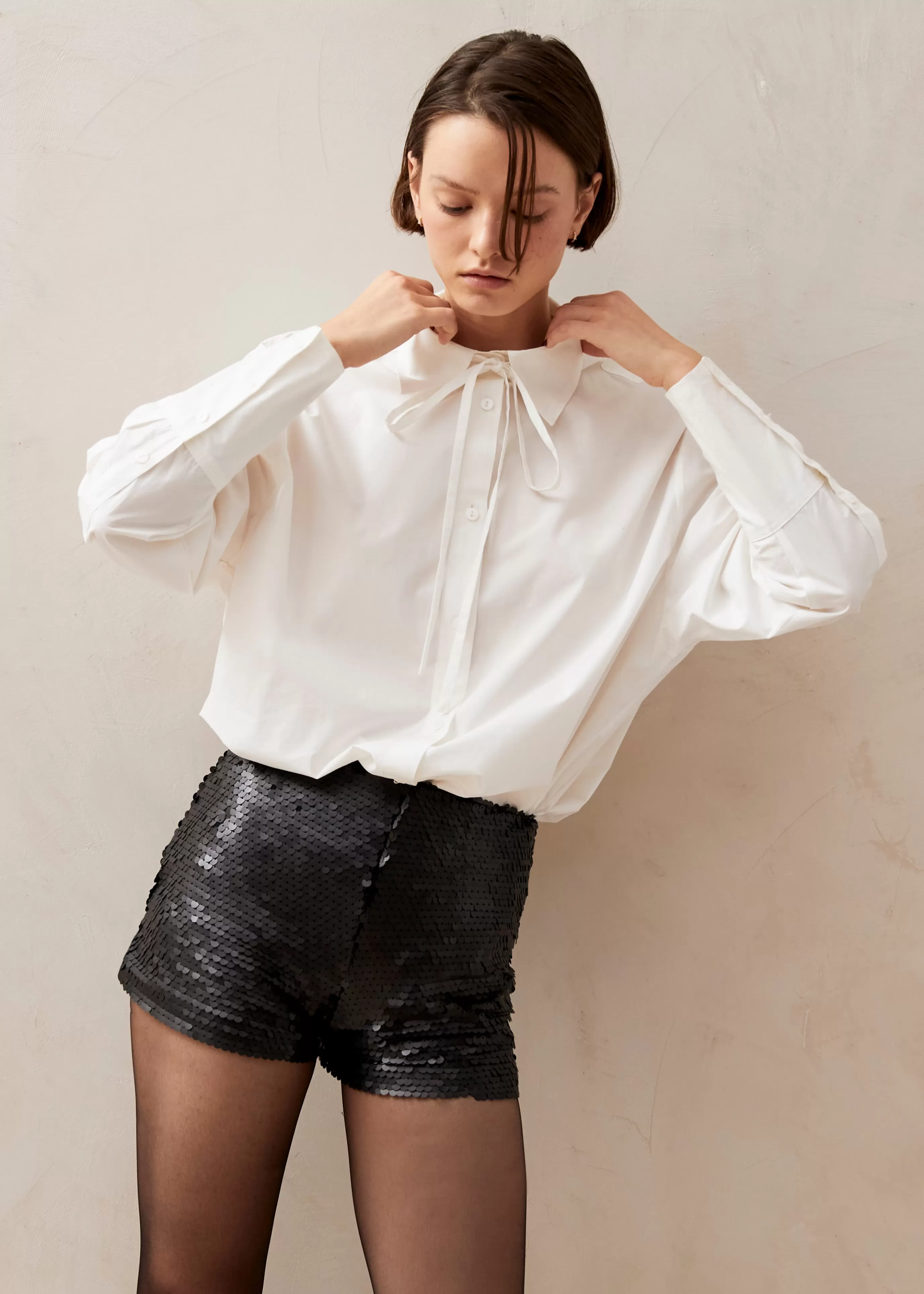 Online Keira - Shorts Negros De Lentejuelas SHORTS