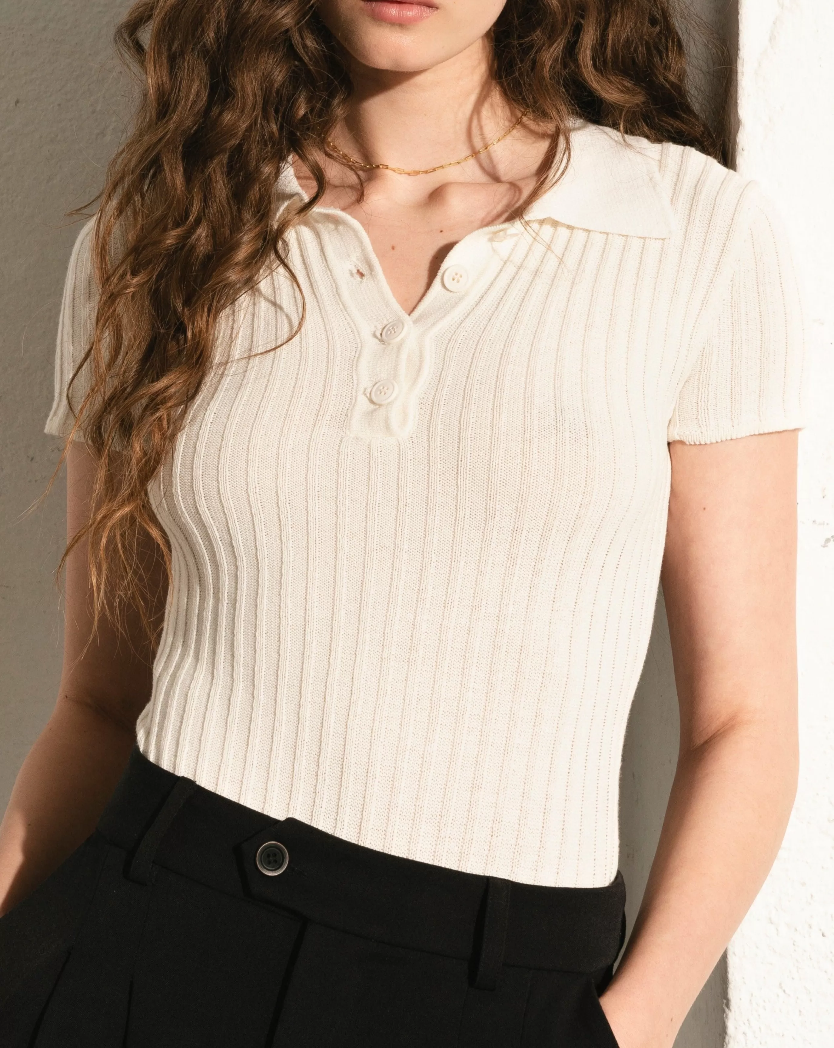 Clearance Soft Retro - Top De Punto Crema TOPS